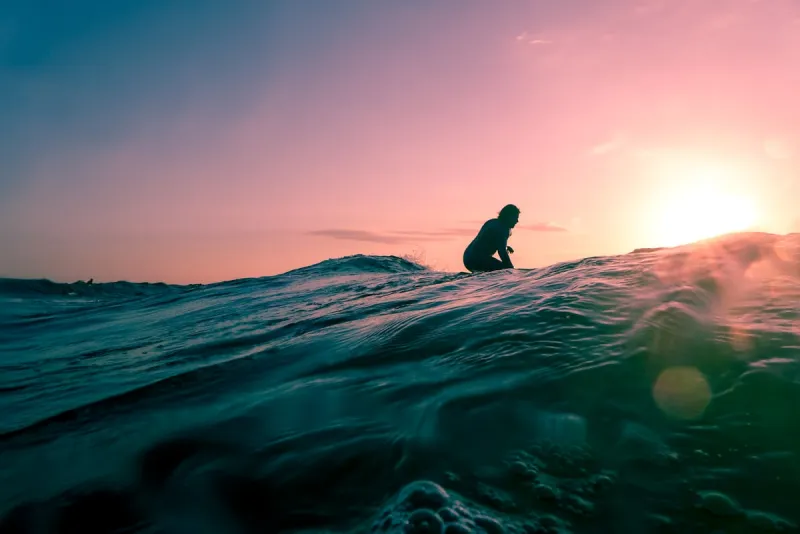 Sunset surf session in Kuta